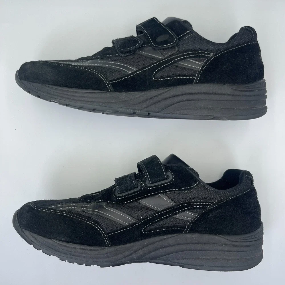 SAS JV Men's 12S Black Leather Mesh Walking Shoes Tripad Comfort